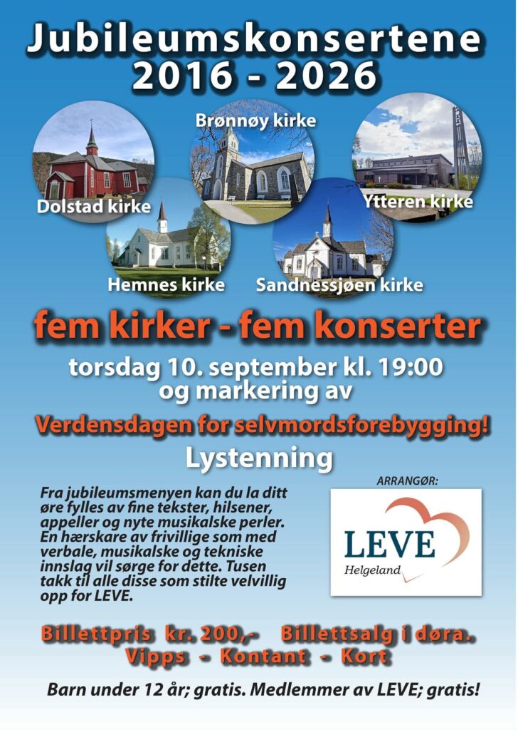 Jubileumskonsert og markering av Verdensdagen for forebygging av selvmord